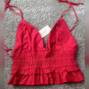 Bright Pink Ruffled Crop Top